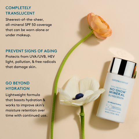 Total Protection® No-Show™ Mineral Sunscreen, completely sheer, white cast-free SPF