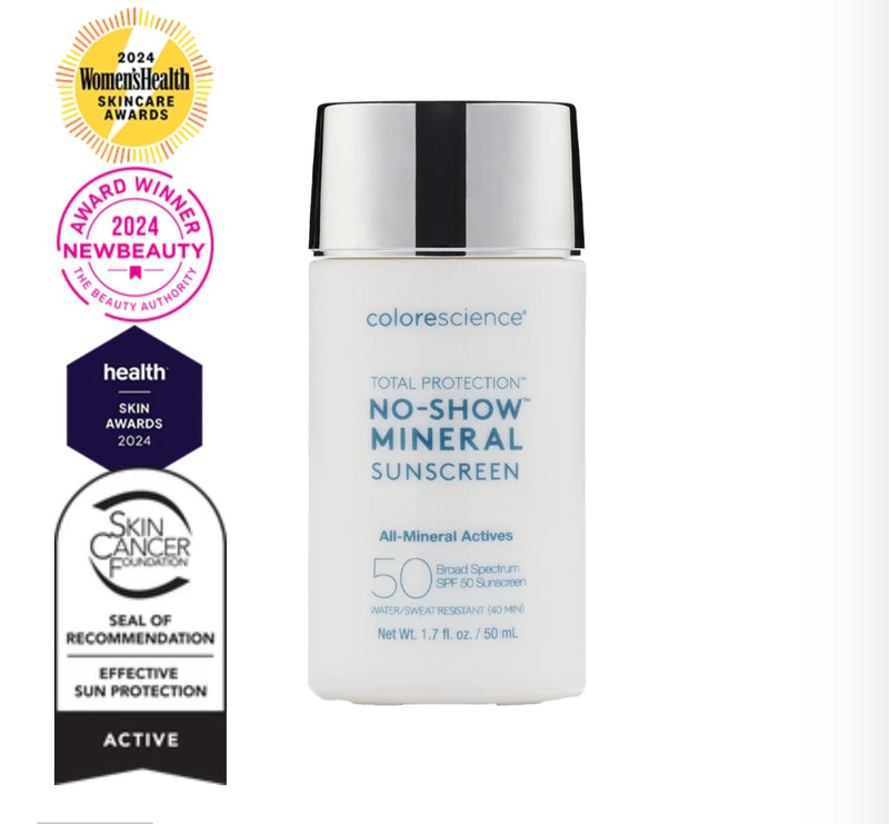 Total Protection® No-Show™ Mineral Sunscreen, completely sheer, white cast-free SPF