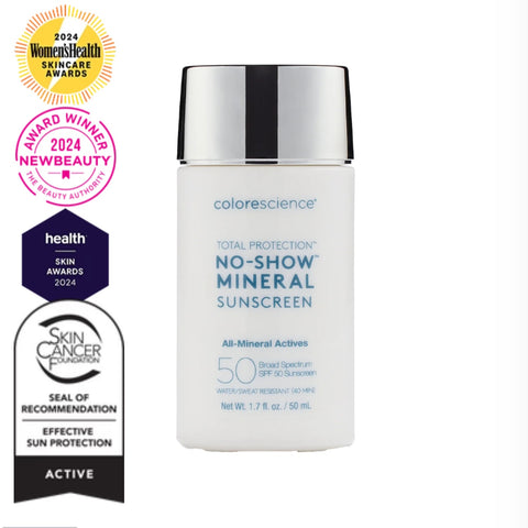 Total Protection® No-Show™ Mineral Sunscreen, completely sheer, white cast-free SPF